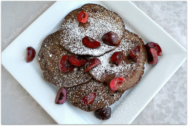 Brownie Batter Pancakes with Cherries 1