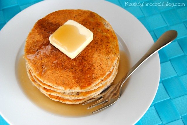 Maple & Brown Sugar Oatmeal Pancakes with Butter & Syrup