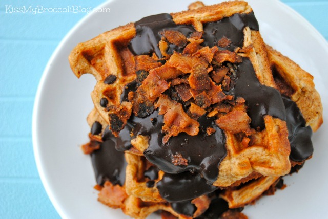 The Elvis Waffle with Chocolate Sauce & BACON!