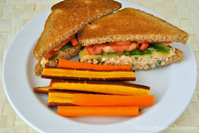 Tuna Melt Sandwich & Carrots