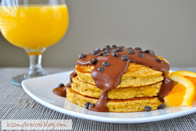 Chocolate Covered Pancakes made with Orange Juice! www.kissmybroccoliblog.com