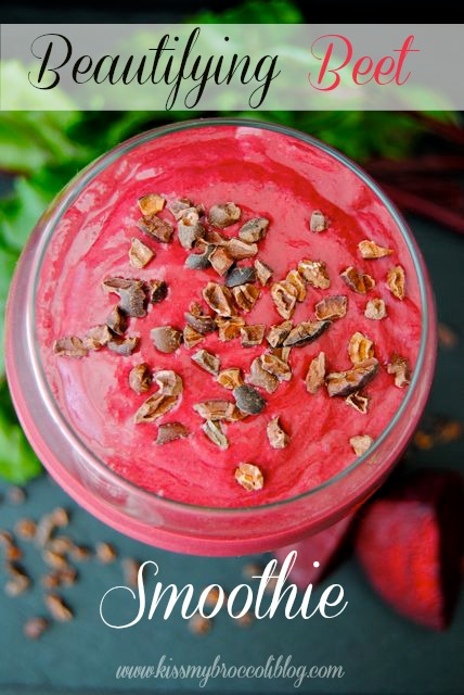 Beautifying Beet Smoothie - A luxuriously thick and creamy smoothie made with all natural proteins that will keep you satisfied and feeling BEAUTIFUL! Get the recipe at www.kissmybroccoliblog.com!.jpg