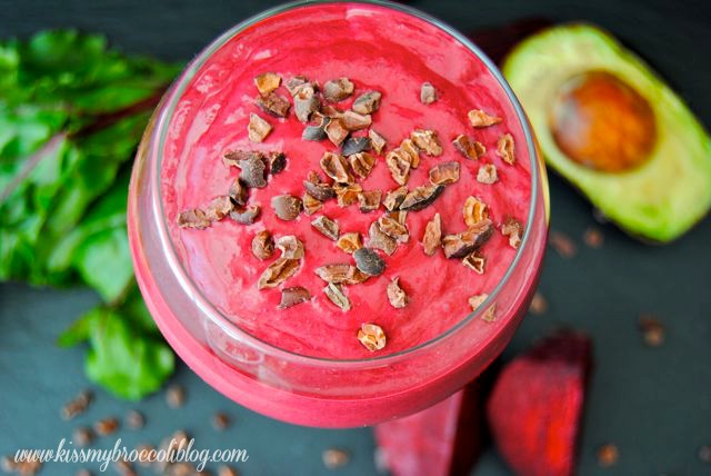Beautifying Beet Smoothie - A thick and creamy smoothie filled with all natural proteins, sweet beets, and creamy avocado to keep you satisfied and feeling beautiful! Get the recipe at www.kissmybroccoliblog.com!.jpg