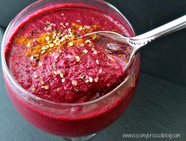 VEGAN Beautifying Beet Smoothie -A thick and creamy treat filled with ingredients that are both clean and satisfying and! Grab a spoon, it's time to feel pampered and beautiful! Get the recipe at www.kissmybroccoliblog.com!.jpg