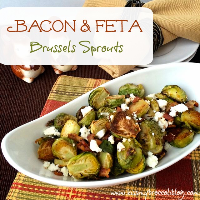 Bacon & Feta Brussels Sprouts - The perfect addition to any holiday table! Get the recipe at www.kissmybroccoliblog.com